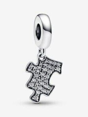 Authentic Pandora Sparkling Puzzle Piece Dangle Charm.